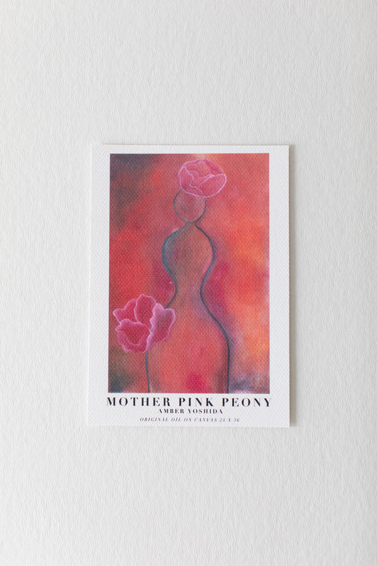 MOTHER PINK PEONY - 5x7 Fine Art Print | Pink Ladies on Canvas Series | Artist: Amber Yoshida