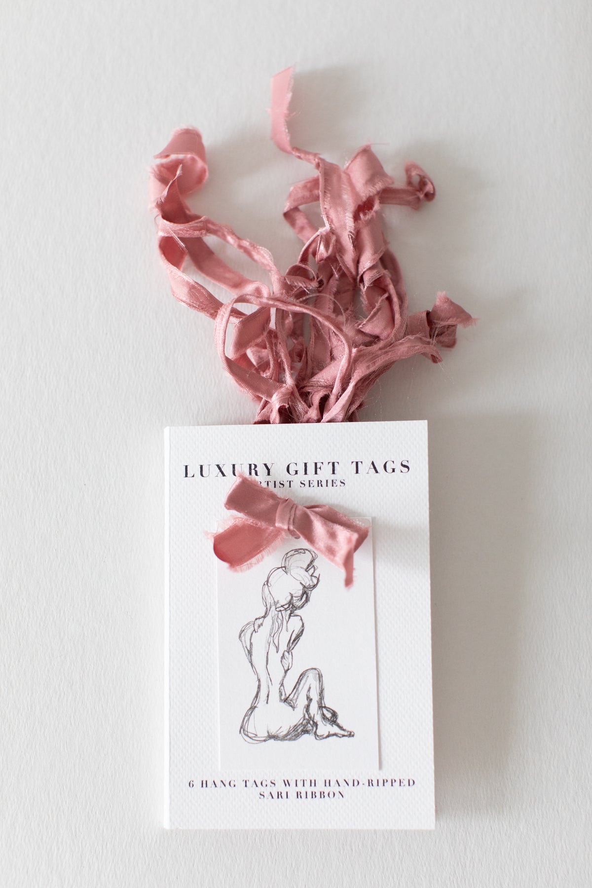 Luxury Gift Tags - Artist Series - Set of 6 with Hand-Ripped Sari Ribbon