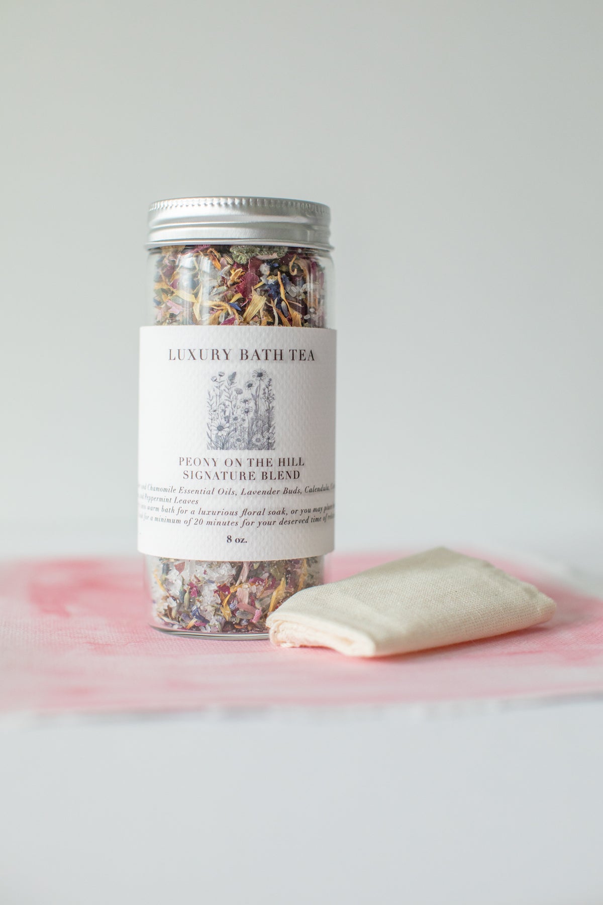 Luxury Bath Tea - Peony on the Hill Signature Blend | 7 oz Floral Soak